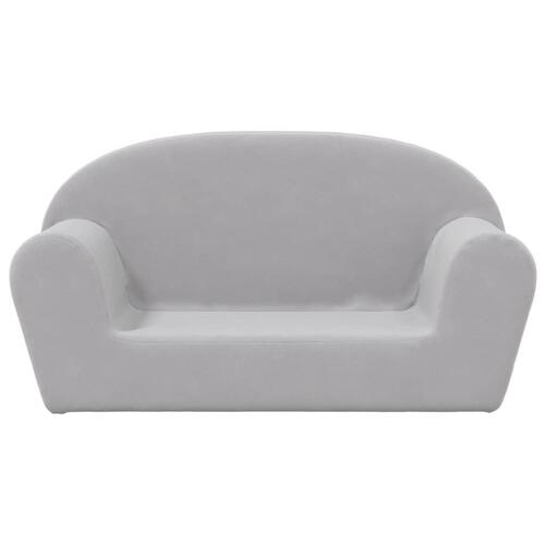 2-personers sofa til børn blødt plys lysegrå