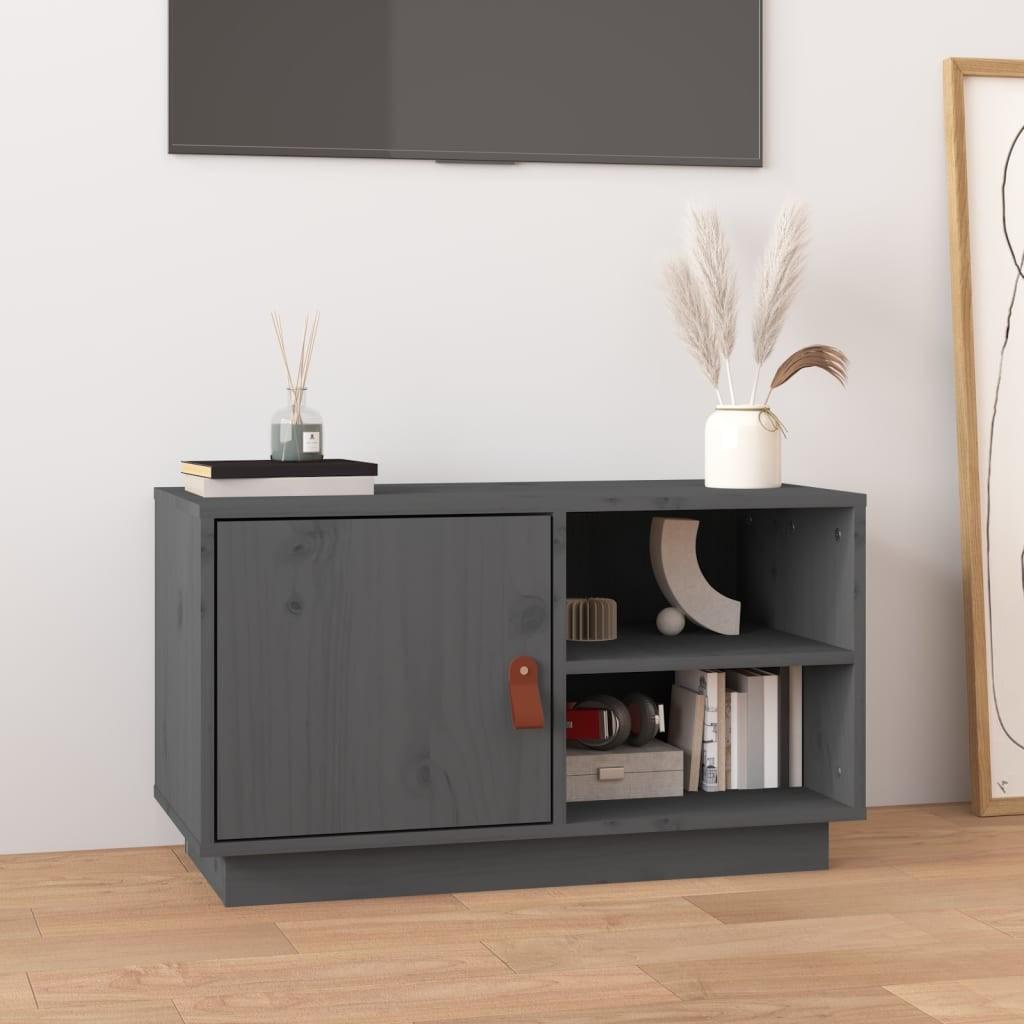 Tv-bord 70x34x40 cm massivt fyrretræ grå
