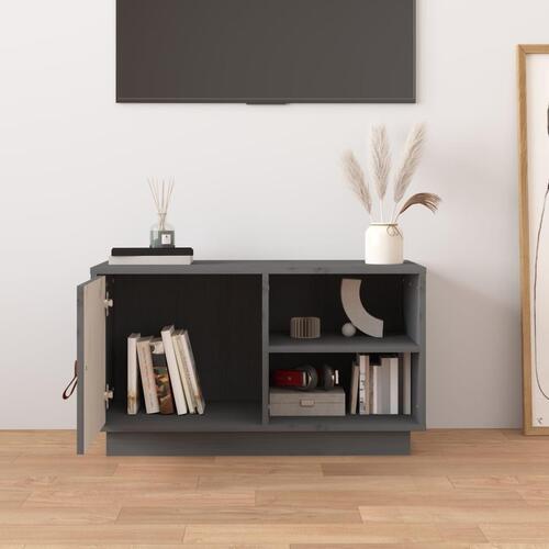 Tv-bord 70x34x40 cm massivt fyrretræ grå
