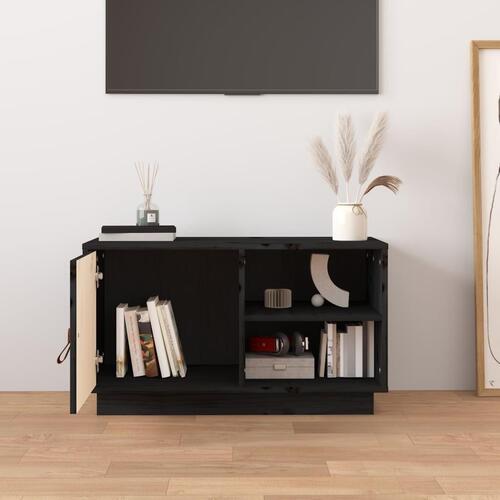 Tv-bord 70x34x40 cm massivt fyrretræ sort