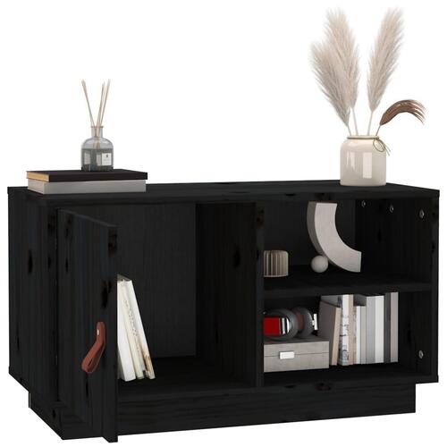 Tv-bord 70x34x40 cm massivt fyrretræ sort