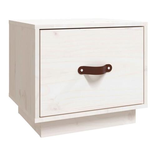 Sengebord 40x34x35 cm massivt fyrretræ hvid