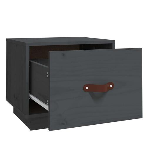 Sengebord 40x34x35 cm massivt fyrretræ grå