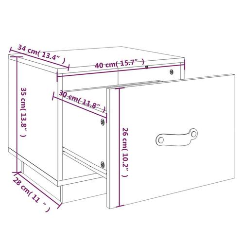 Sengebord 40x34x35 cm massivt fyrretræ grå