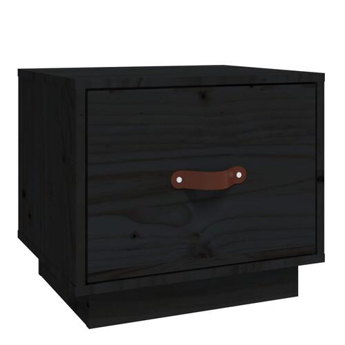 Sengebord 40x34x35 cm massivt fyrretræ sort