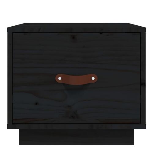 Sengebord 40x34x35 cm massivt fyrretræ sort