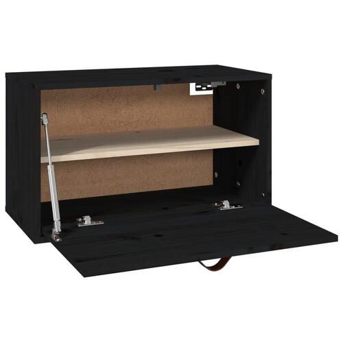 Vægskab 60x30x35 cm massivt fyrretræ sort