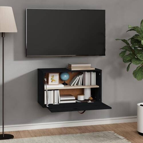 Vægskab 60x30x35 cm massivt fyrretræ sort