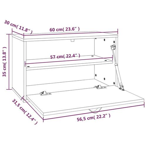 Vægskab 60x30x35 cm massivt fyrretræ sort