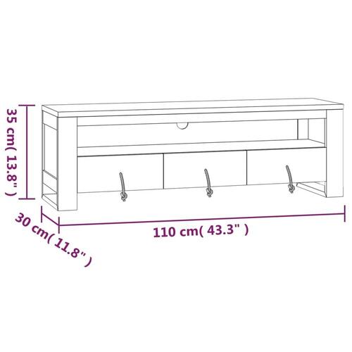 Tv-bord 110x30x35 cm massivt teaktræ