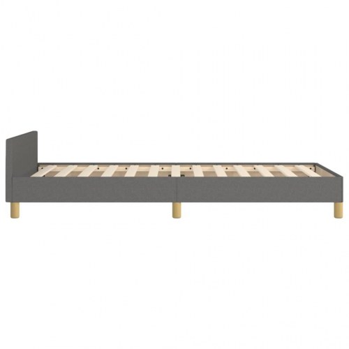 Sengeramme med justerbar sengegavl - mørkegrå stof 90x190 cm