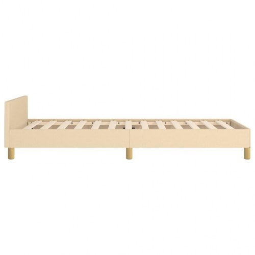 Sengeramme med sengegavl - creme stof, 100 x 200 cm