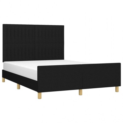 Sengeramme med sengegavl 140x190 cm - stof, sort