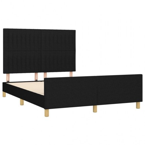 Sengeramme med sengegavl 140x190 cm - stof, sort