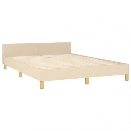 Sengeramme med sengegavl 140x190 cm - stof, cremefarvet