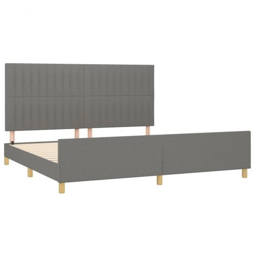 Sengeramme med sengegavl 200x200 cm - stof, mørkegrå