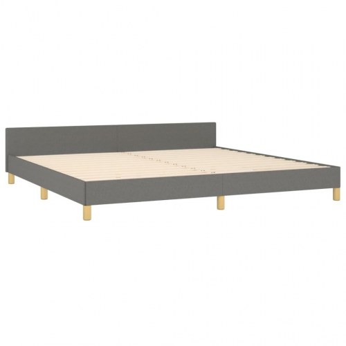 Sengeramme med sengegavl 200x200 cm - stof, mørkegrå