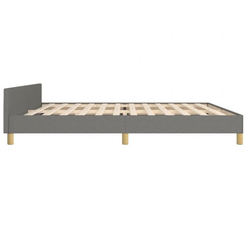 Sengeramme med sengegavl 200x200 cm - stof, mørkegrå