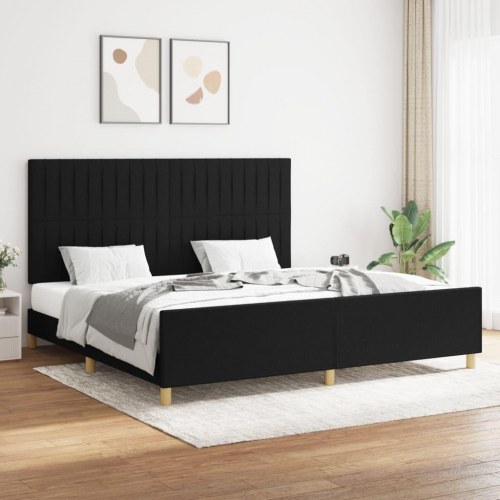 Sengeramme med justerbar gavl 200x200 cm - stof, sort