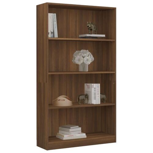 Bogreol m. 4 hylder 80x24x142 cm konstrueret træ brun egetræ