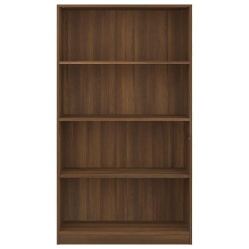 Bogreol m. 4 hylder 80x24x142 cm konstrueret træ brun egetræ