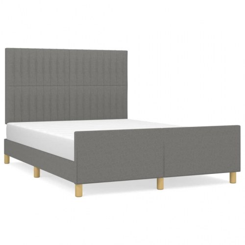 Sengeramme med sengegavl 140×190 cm - stof, mørkegrå