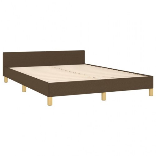 Sengeramme med sengegavl 140x190 cm - stof, mørkebrun