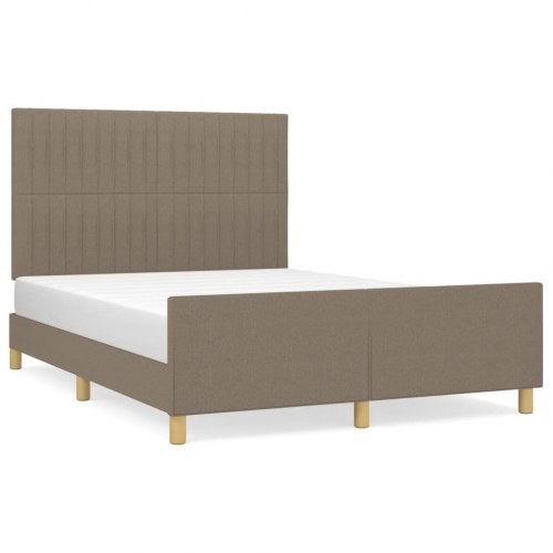 Sengeramme med sengegavl 140x190 cm - stof i gråbrun