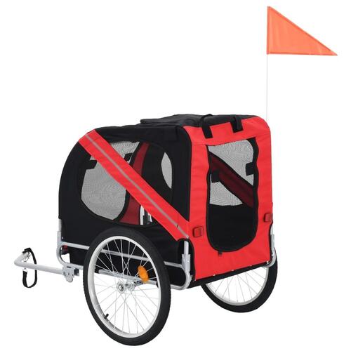 Cykeltrailer til kæledyr rød og sort