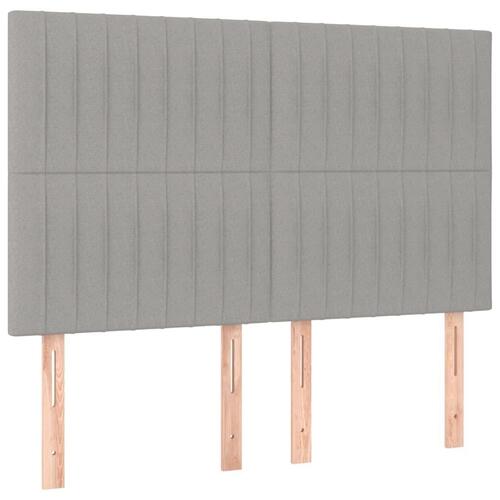 Sengegavle 4 stk. 72x5x78/88 cm stof lysegrå