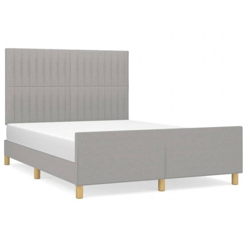 Sengeramme med sengegavl 140x190 cm - stof, lysegrå