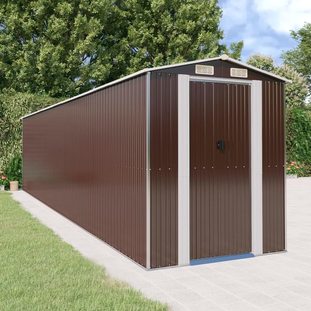 Haveskur 192 x 855 x 223 cm galvaniseret stål mørkebrun billede