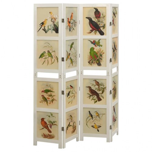 4-panels rumdeler 140x165 cm massivt kejsertræ hvid