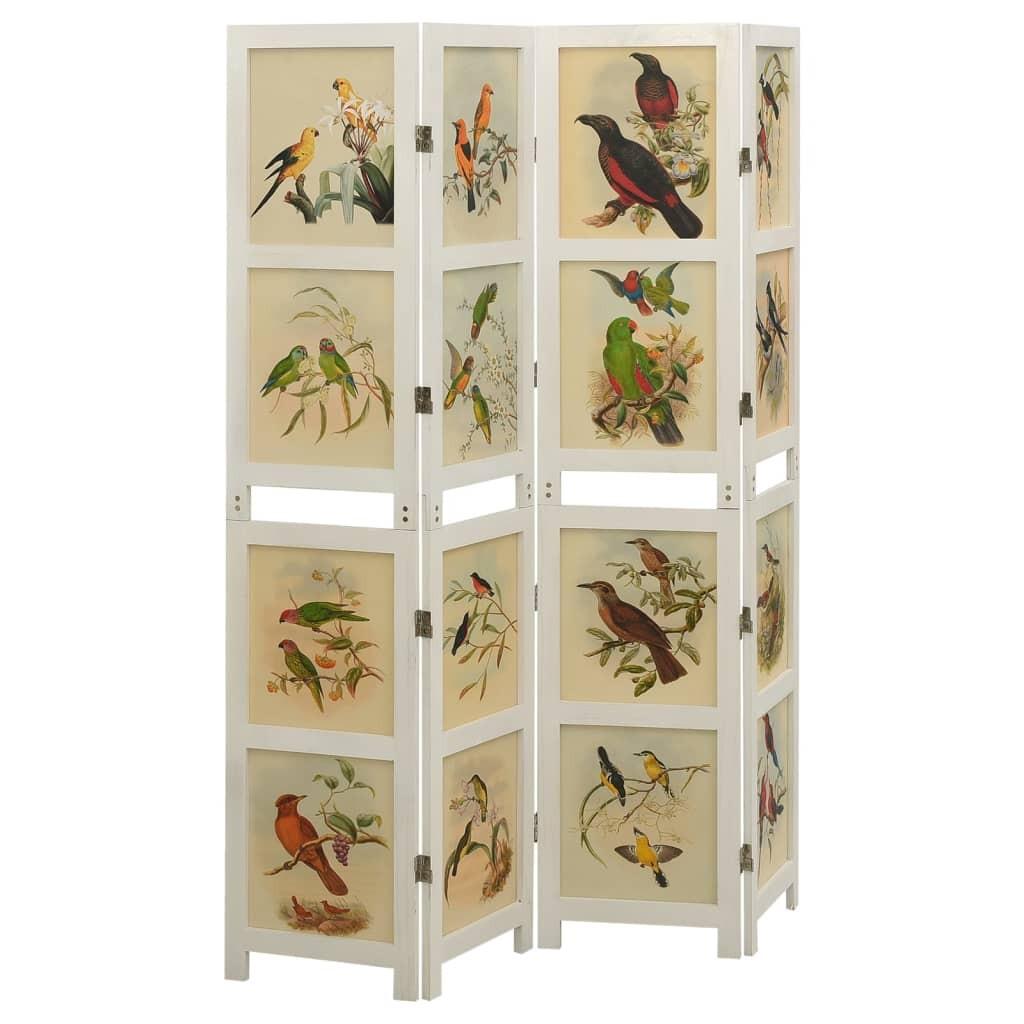 4-panels rumdeler 140x165 cm massivt kejsertræ hvid