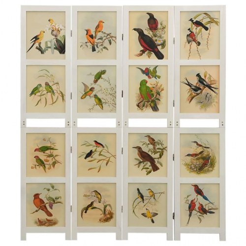 4-panels rumdeler 140x165 cm massivt kejsertræ hvid