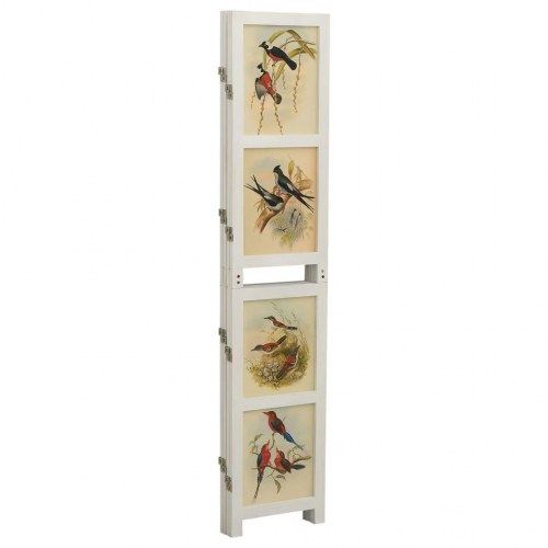 4-panels rumdeler 140x165 cm massivt kejsertræ hvid