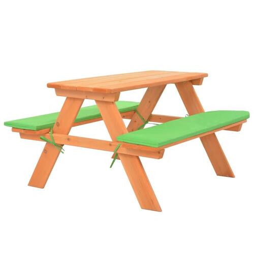 Picnicbord med bænke til børn 89 x 79 x 50 cm massivt grantræ
