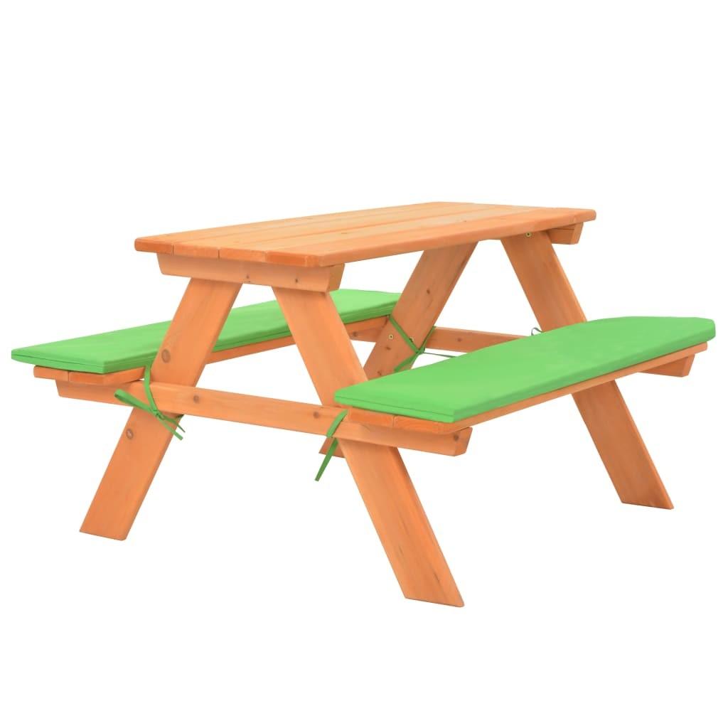Picnicbord med bænke til børn 89 x 79 x 50 cm massivt grantræ