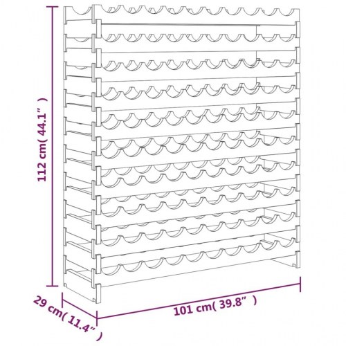 Vinreol 101x29x112 cm massivt fyrretræ
