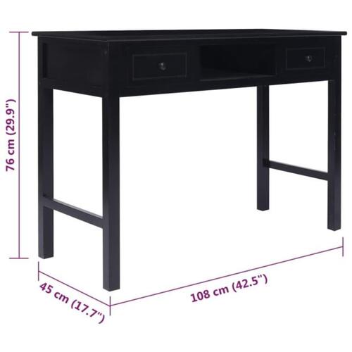 Skrivebord 108x45x76 cm massivt kejsertræ sort