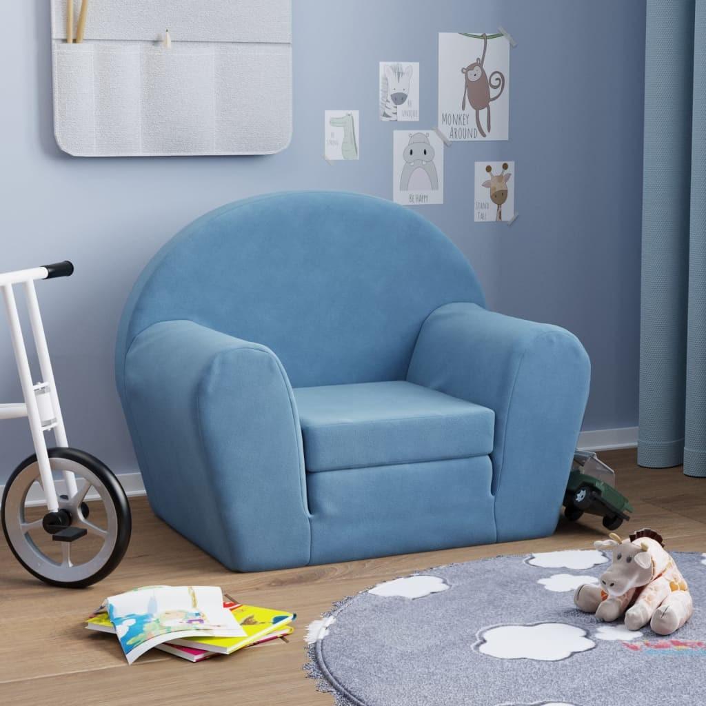 Sofaseng til børn blødt plys blå
