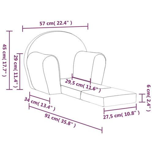 Sofaseng til børn blødt plys blå