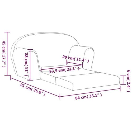 2-personers sofa til børn stjernemønster blødt plys lysegrå