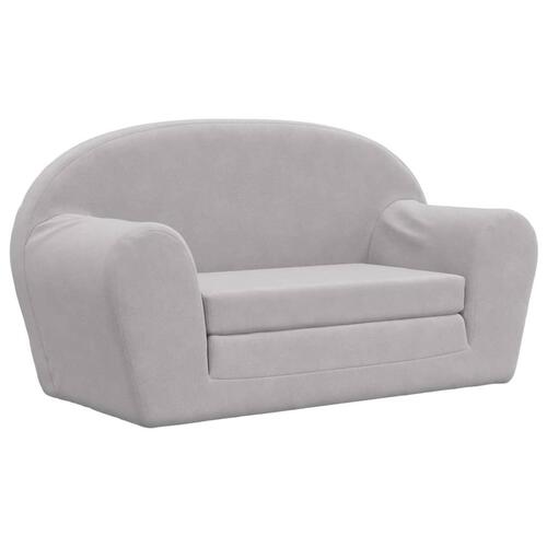 2-personers sofa til børn blødt plys lysegrå
