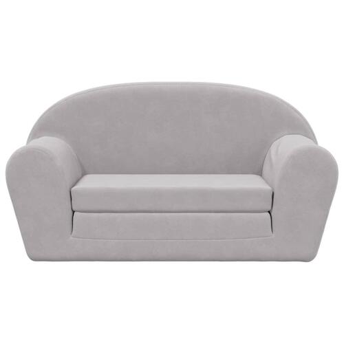 2-personers sofa til børn blødt plys lysegrå