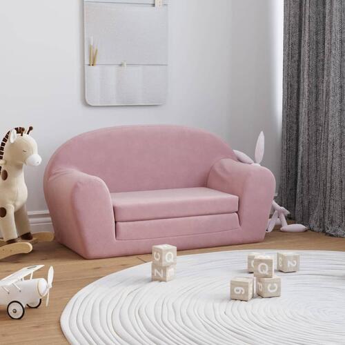 2-personers sofa til børn blødt plys pink