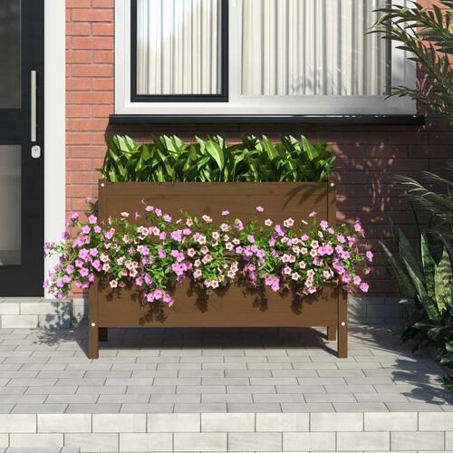Plantekasse 110x84x75 cm massivt fyrretræ gyldenbrun