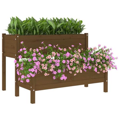 Plantekasse 110x84x75 cm massivt fyrretræ gyldenbrun