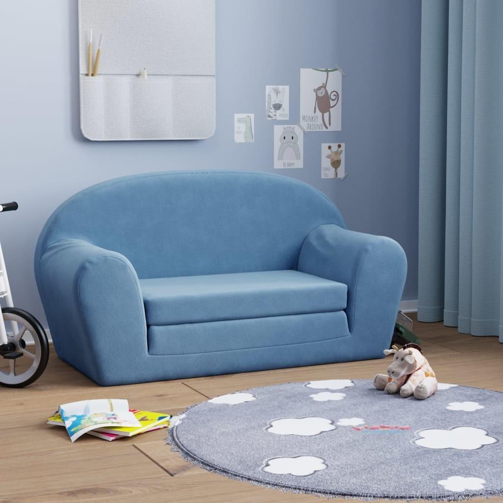 2-personers sofaseng til børn blødt plys blå