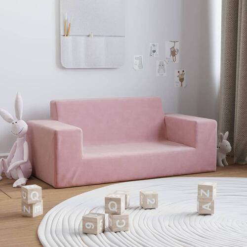2-personers sofa til børn blødt plys pink